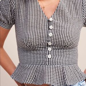 Ondinette Style Gingham Blouse, size xxs